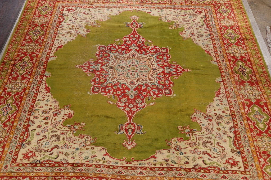 Antique Large Green Oushak Turkish Area Rug 13x14