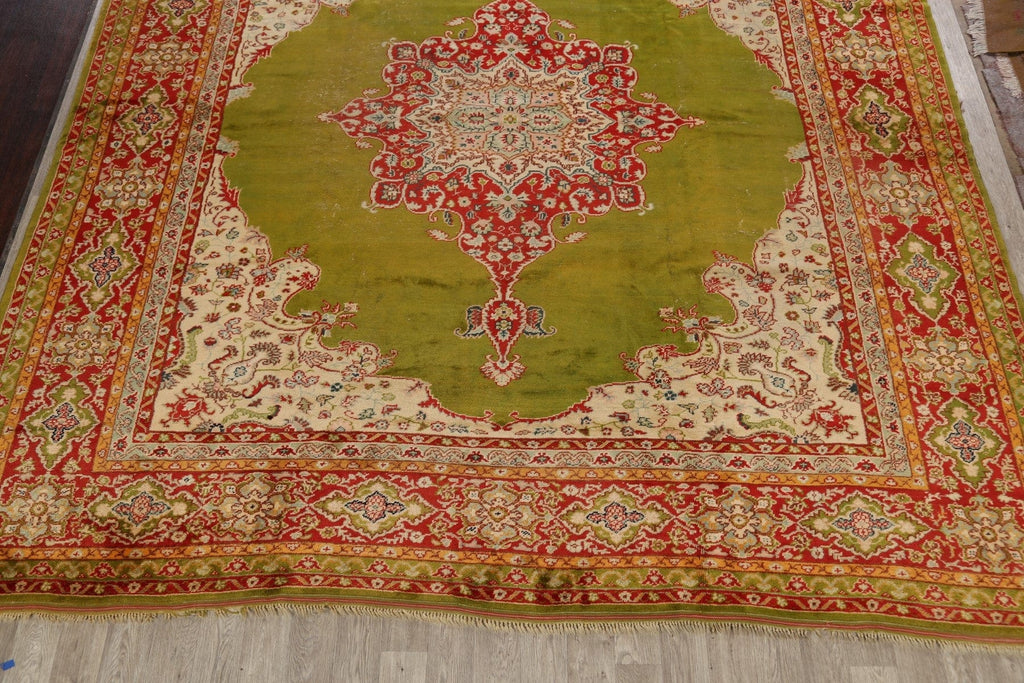 Antique Large Green Oushak Turkish Area Rug 13x14