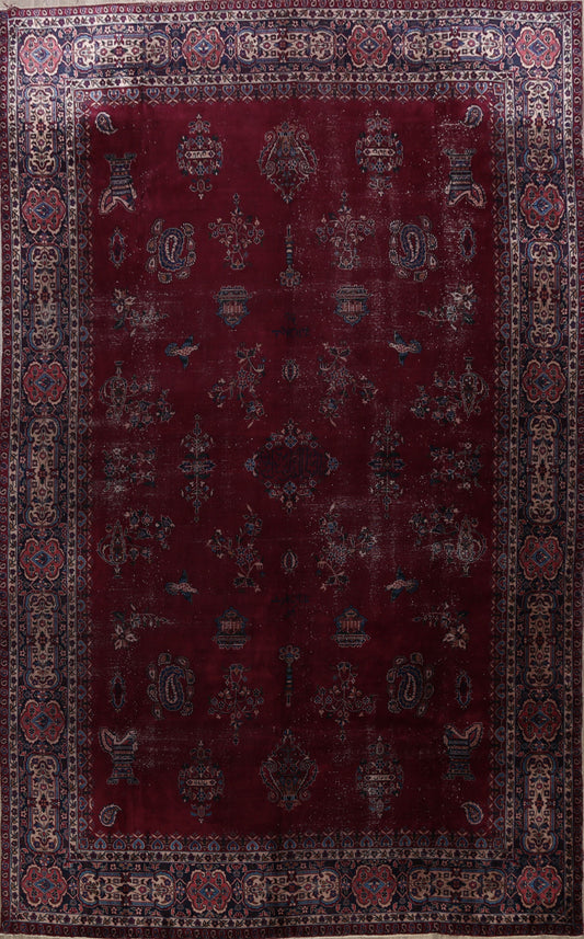 Pre-1900 Antique Large Sarouk Persian Area Rug 11x16