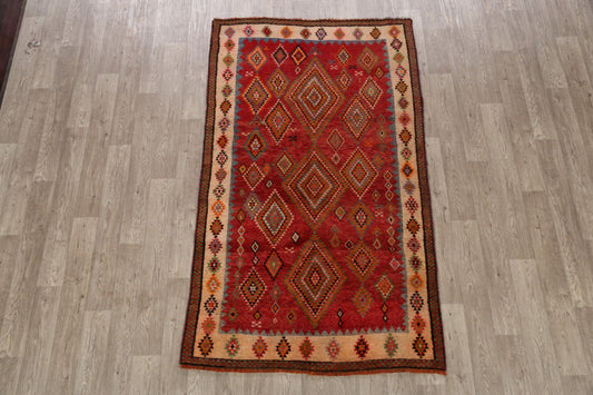 Geometric Red Gabbeh Persian Area Rug 4x7