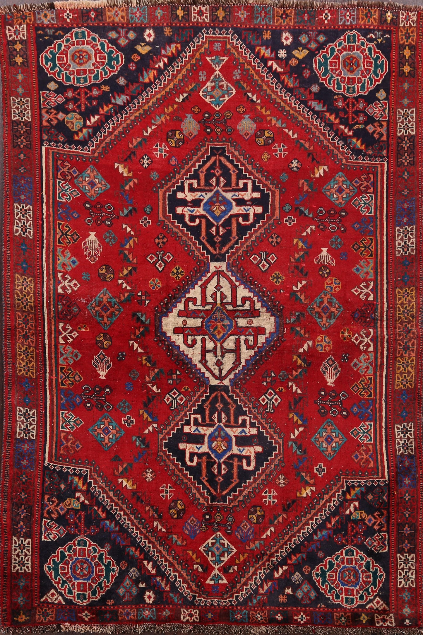 Antique Shiraz Persian Area Rug 4x6