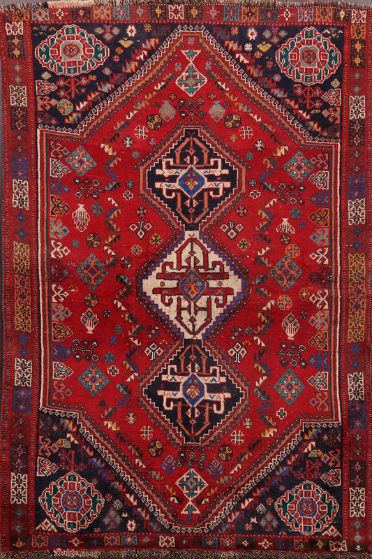 Antique Shiraz Persian Area Rug 4x6