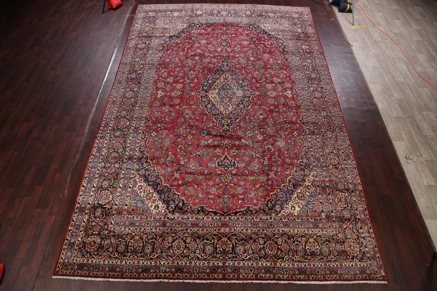 Antique 100% Vegetable Dye Kashan Persian Area Rug 10x15