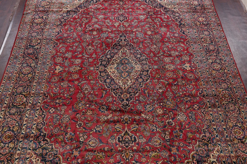 Antique 100% Vegetable Dye Kashan Persian Area Rug 10x15