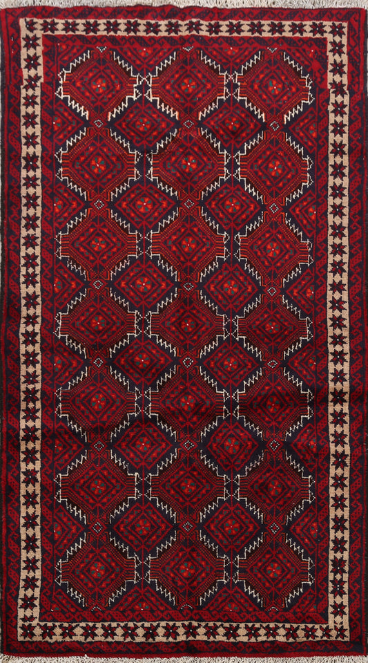 Geometric Balouch Afghan Area Rug 3x6