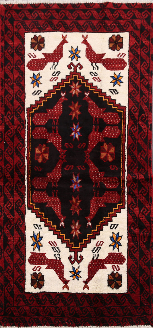 Animal Pictorial Balouch Afghan Area Rug 3x6