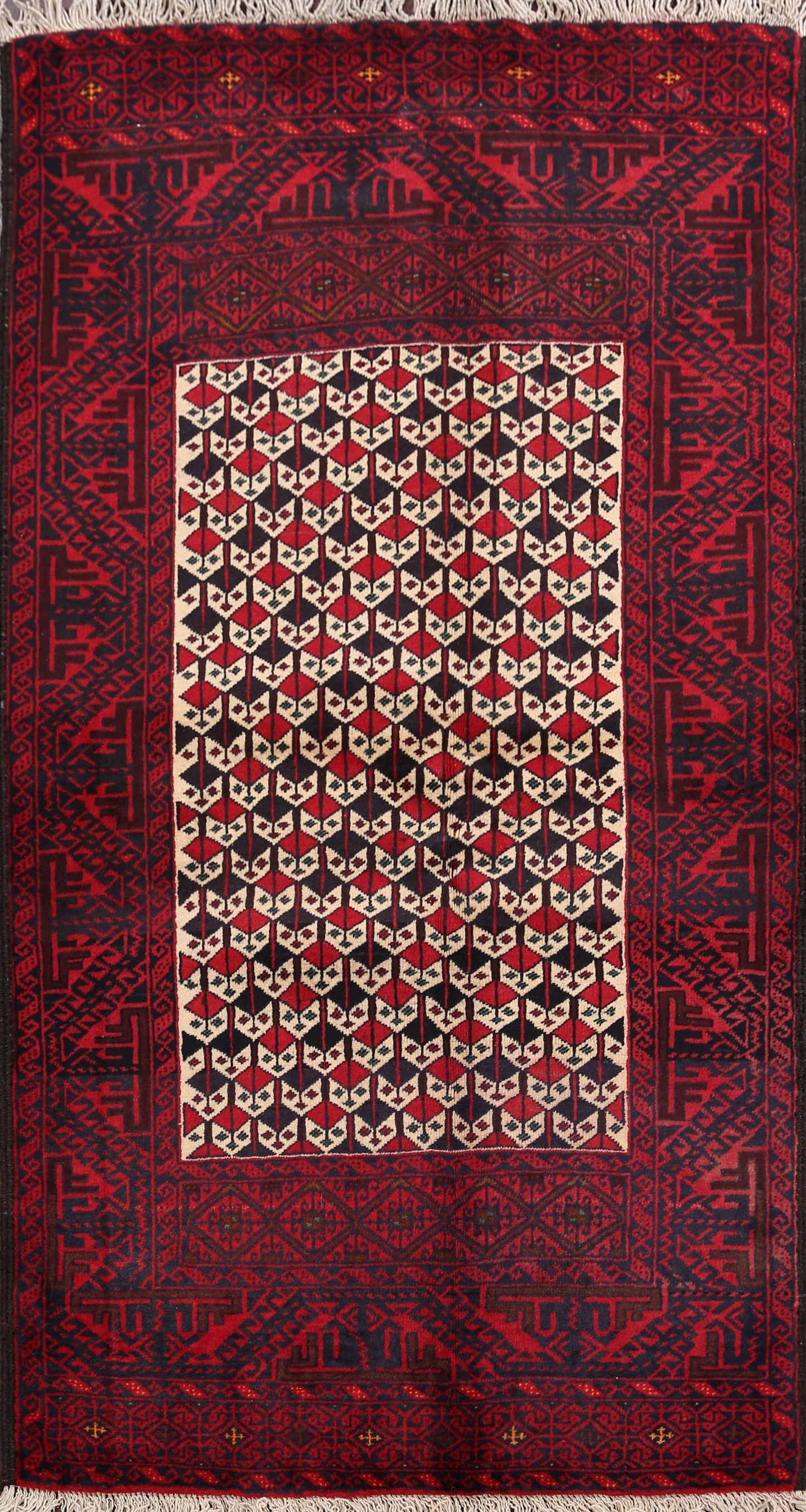 Geometric Balouch Afghan Area Rug 3x5