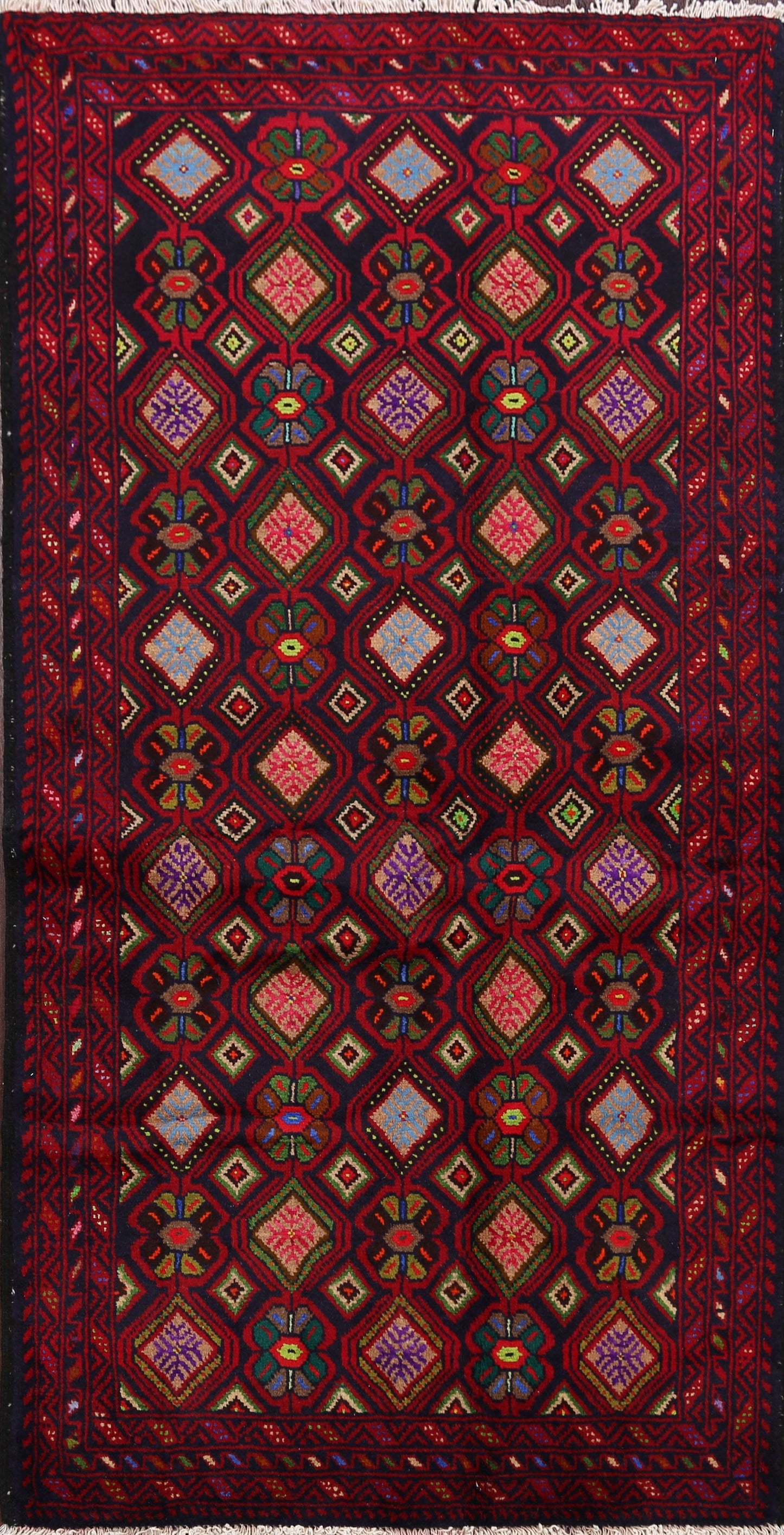 Geometric Balouch Afghan Area Rug 3x6