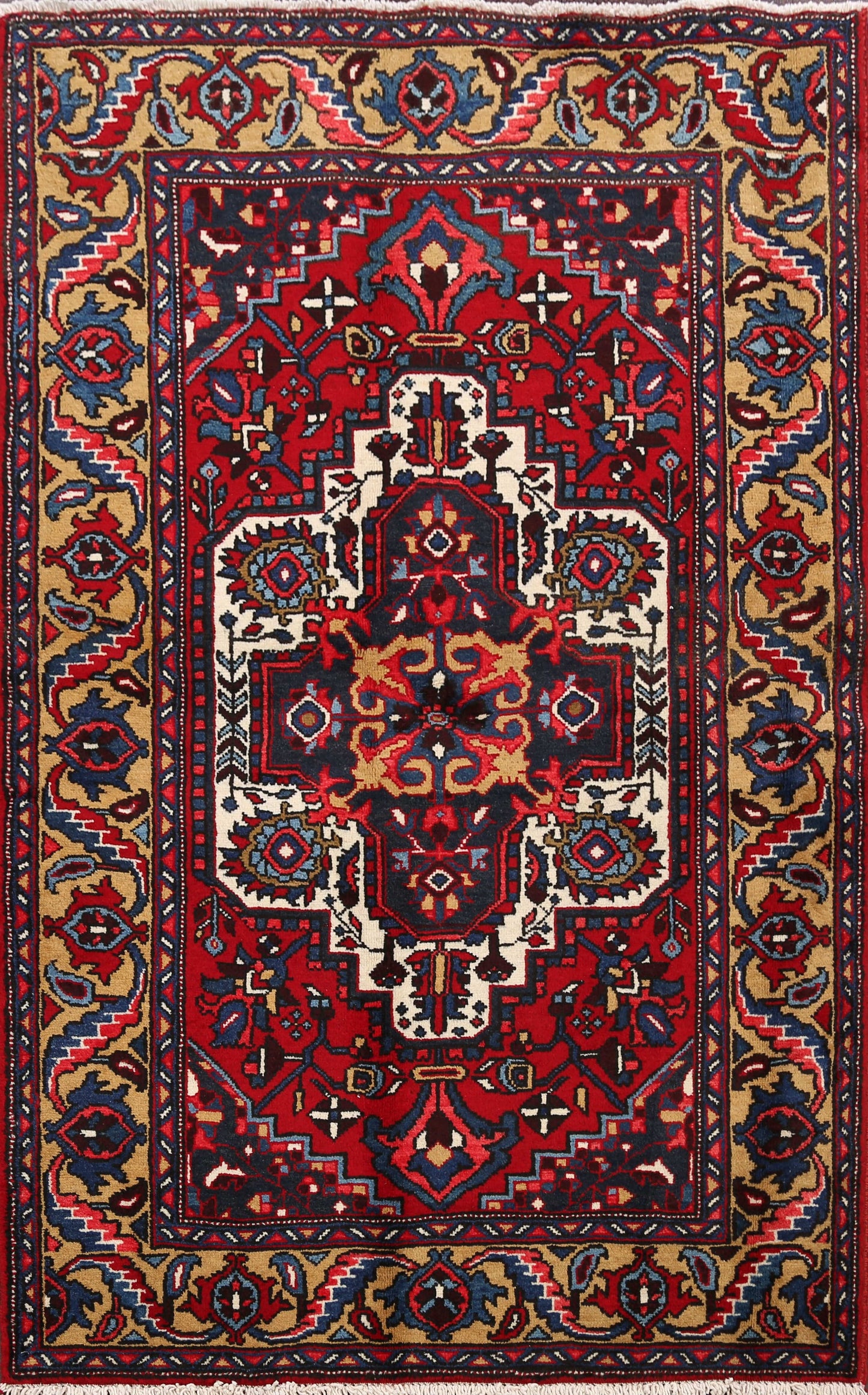 Geometric Heriz Persian Area Rug 4x6