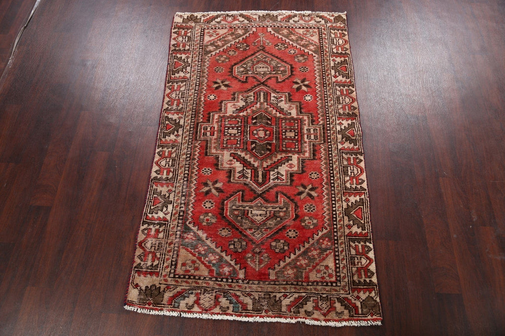 Antique Geometric Hamedan Persian Area Rug 4x6