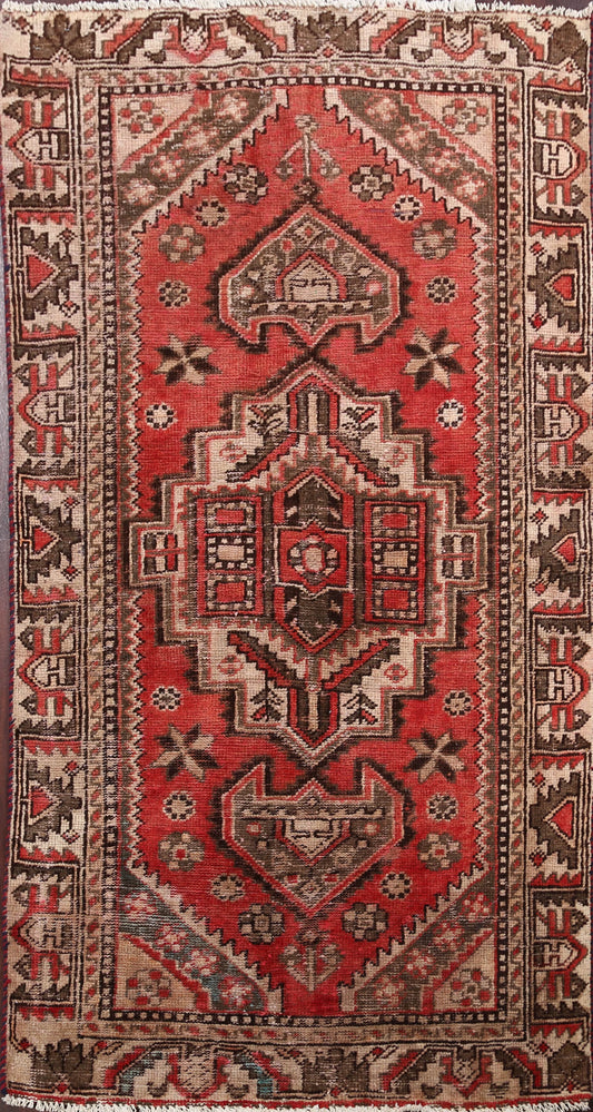 Antique Geometric Hamedan Persian Area Rug 4x6