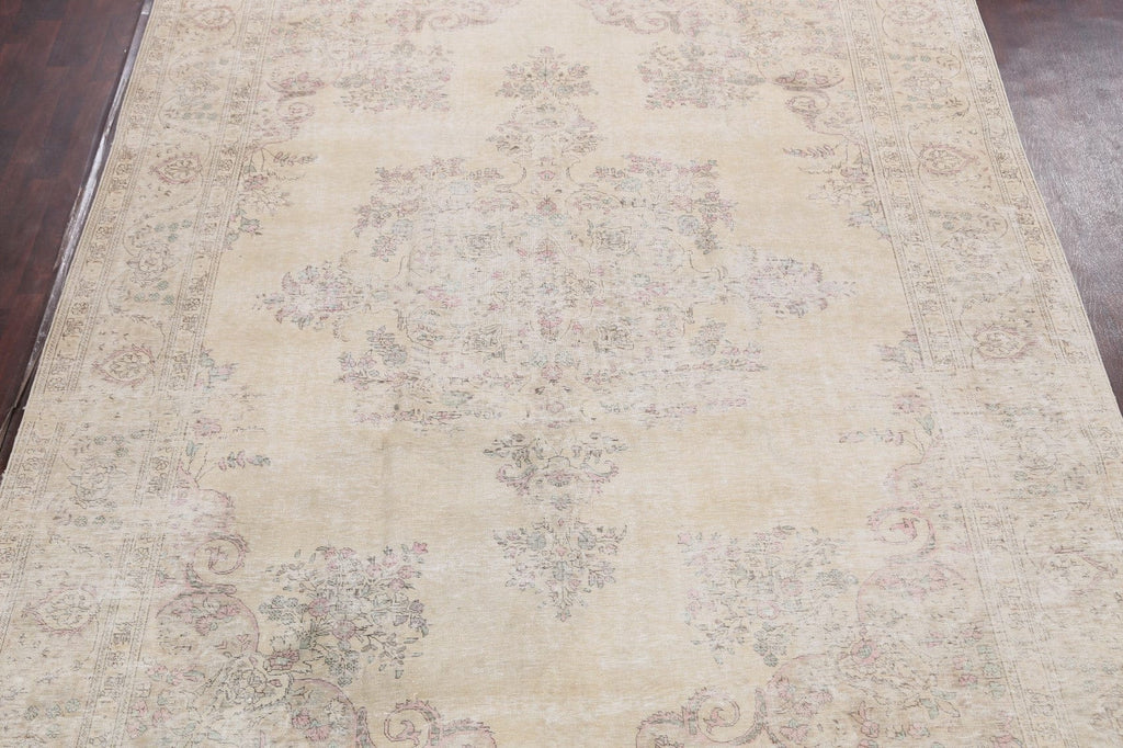 Antique Muted Distressed Kerman Persian Area Rug 10x13