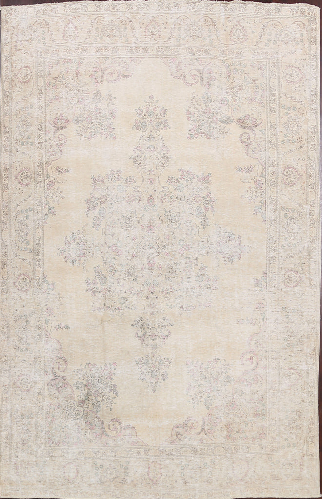 Antique Muted Distressed Kerman Persian Area Rug 10x13