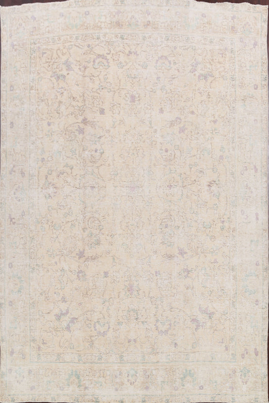 Muted Distressed Tabriz Persian Area Rug 10x12