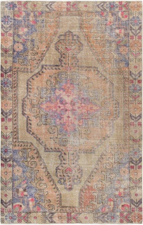 Vintage Oushak Collection Beige Lamb's Wool Area Rug- 4' 4" X 7' 0"