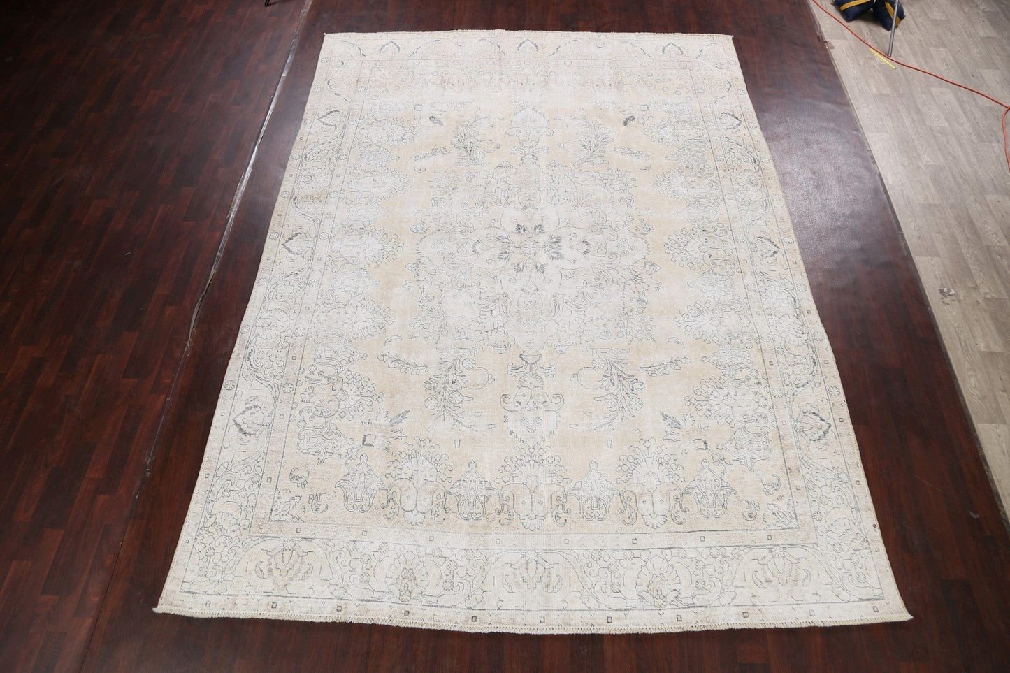 Muted Distressed Tabriz Persian Area Rug 9x13