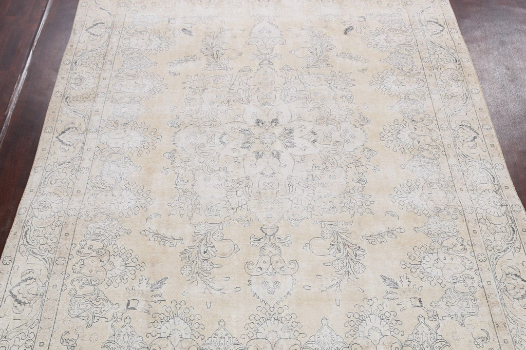 Muted Distressed Tabriz Persian Area Rug 9x13