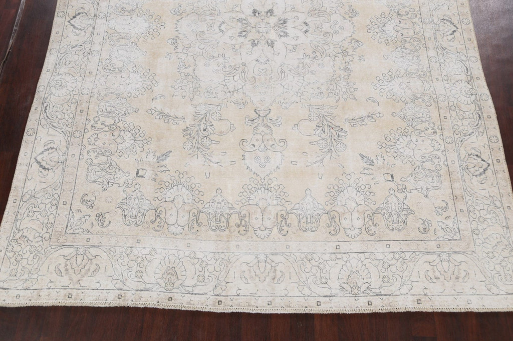 Muted Distressed Tabriz Persian Area Rug 9x13