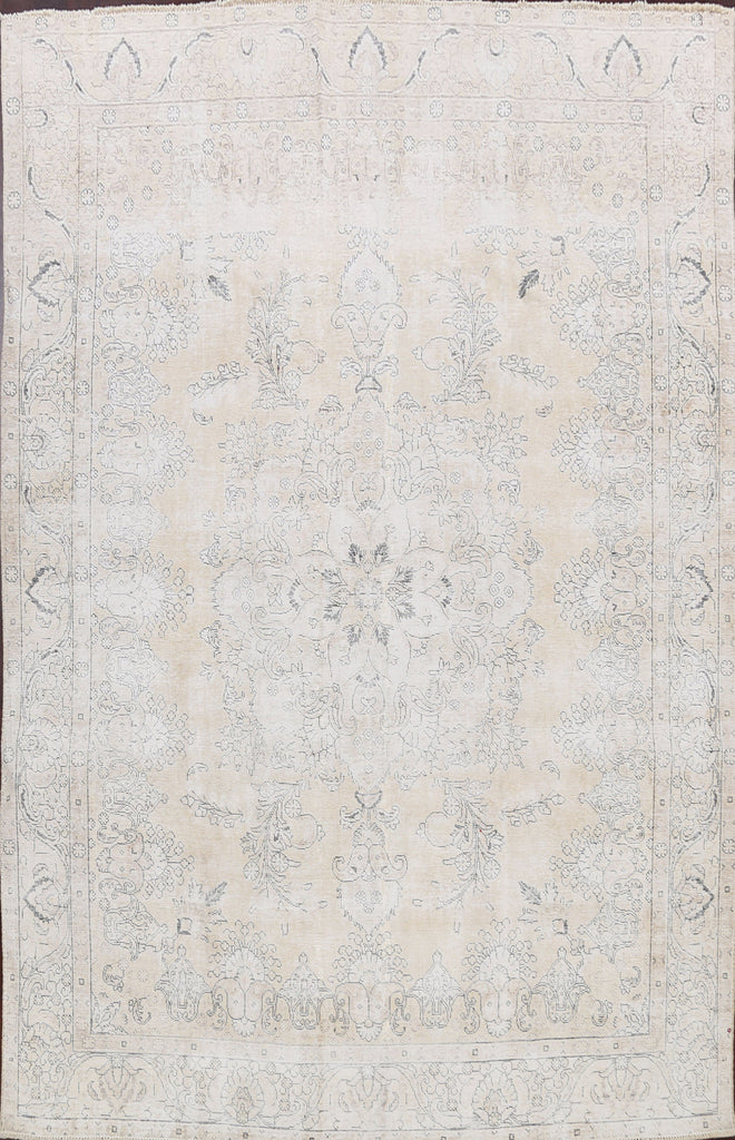 Muted Distressed Tabriz Persian Area Rug 9x13