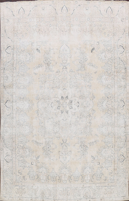 Muted Distressed Tabriz Persian Area Rug 9x13