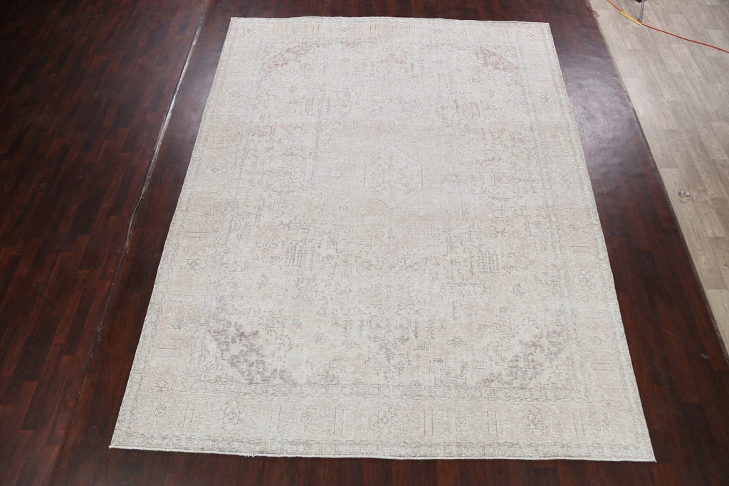 Muted Distressed Tabriz Persian Area Rug 10x12