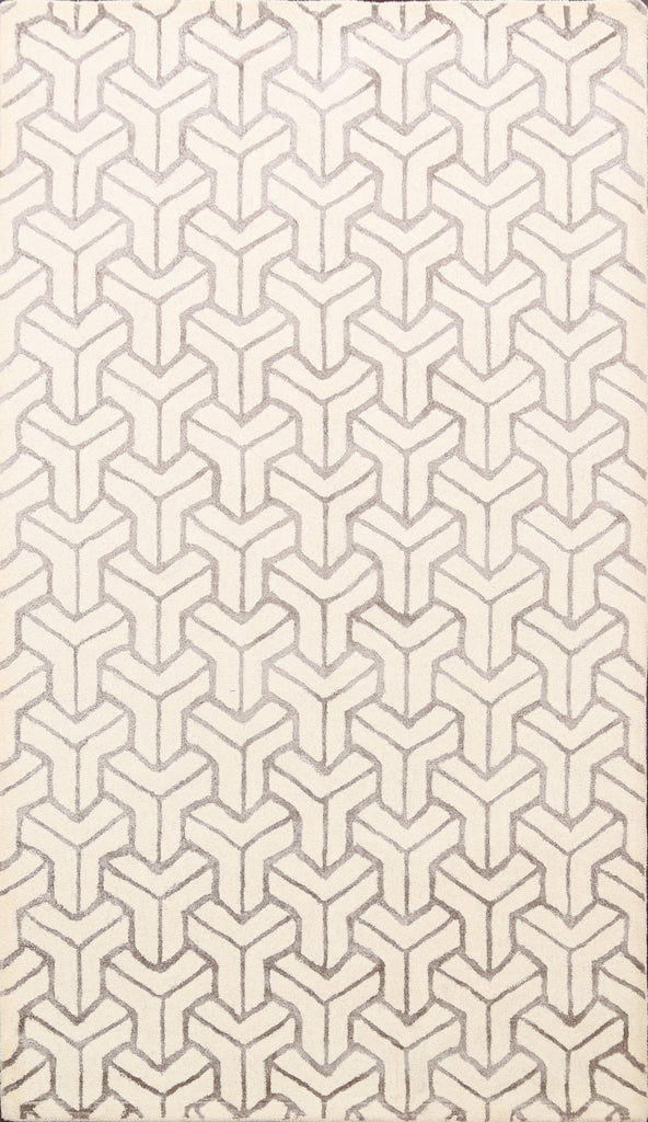 Modern Trellis Oriental Area Rug 5x8