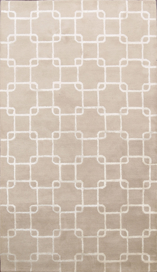 Modern Trellis Oriental Area Rug 5x8