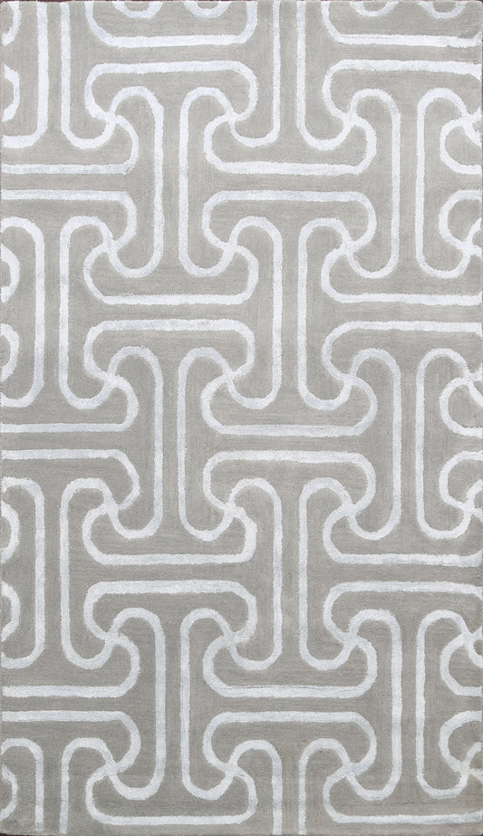 Modern Trellis Oriental Area Rug 5x8