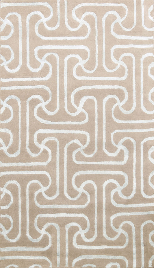 Modern Trellis Oriental Area Rug 5x8