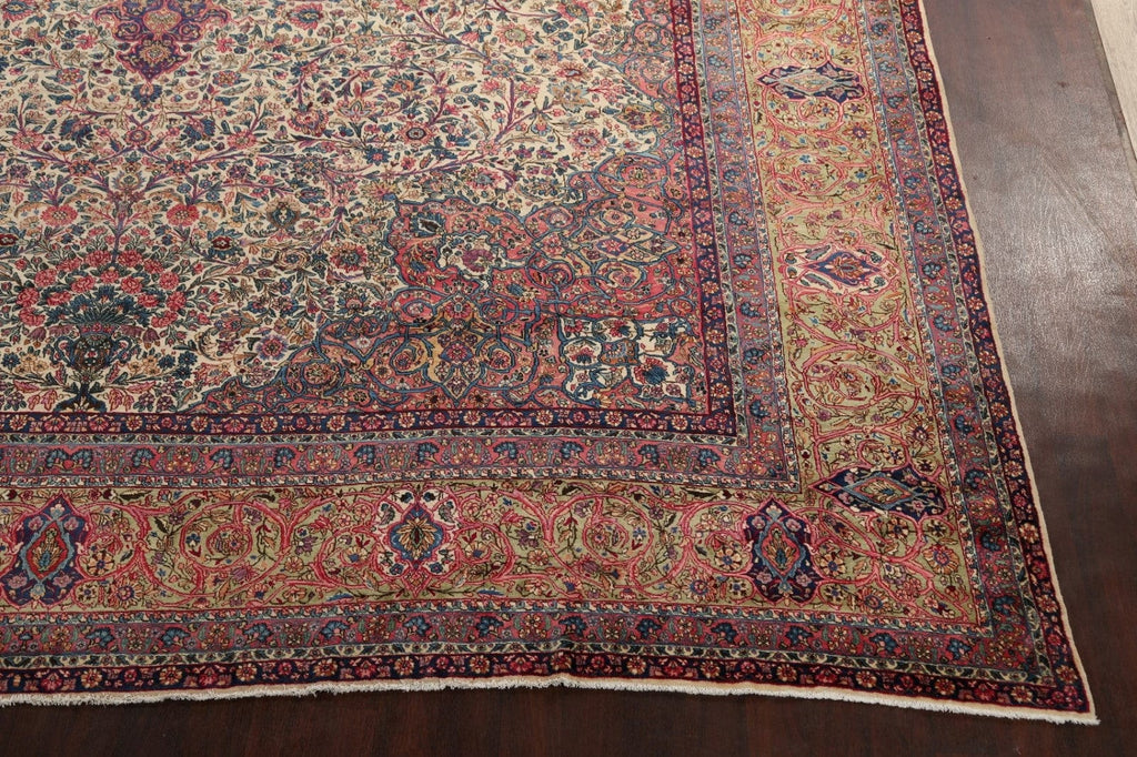 Antique Vegetable Dye Kerman Lavar Persian Rug 14x25 Large FINE