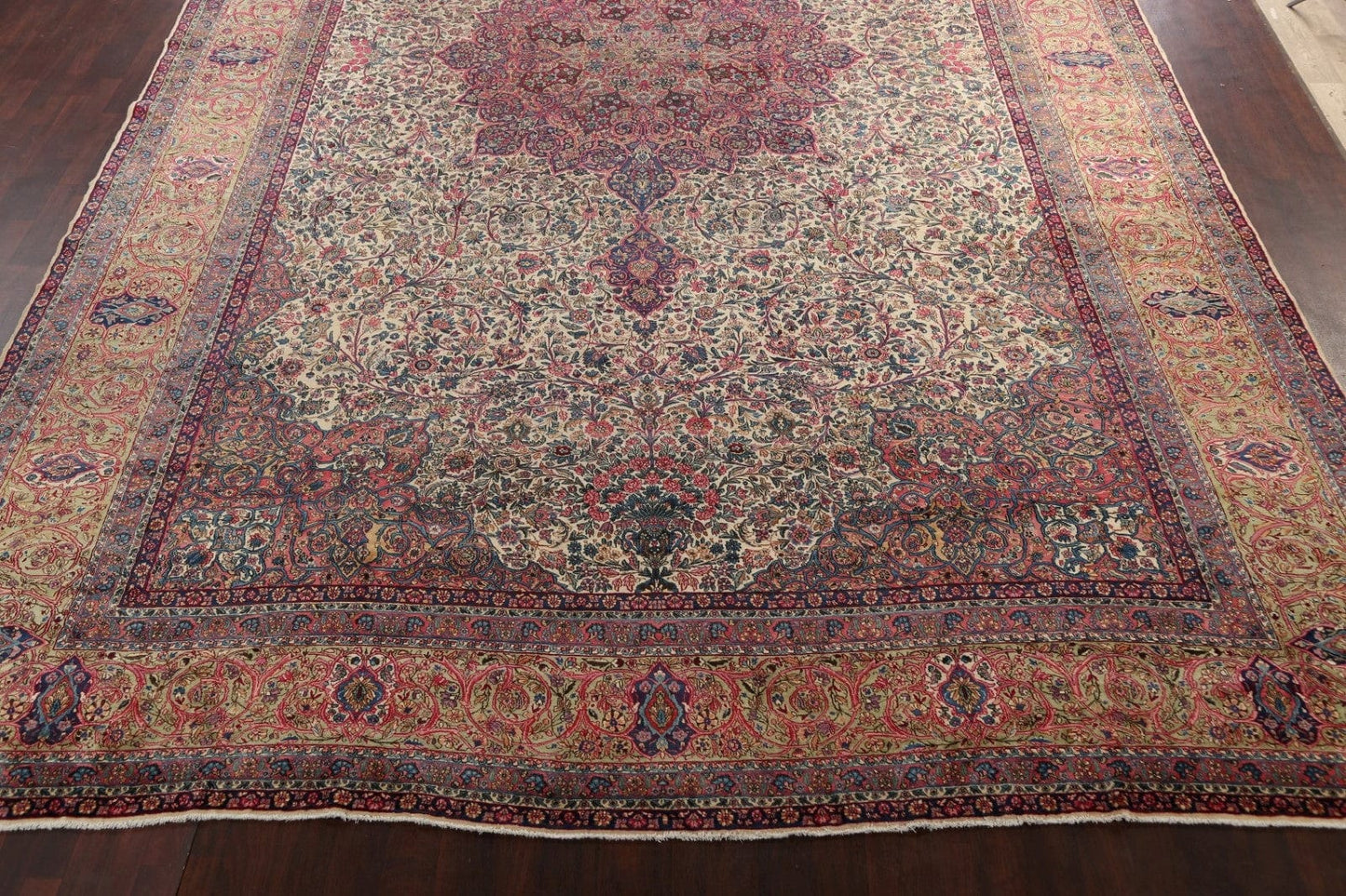 Antique Vegetable Dye Kerman Lavar Persian Rug 14x25 Large FINE