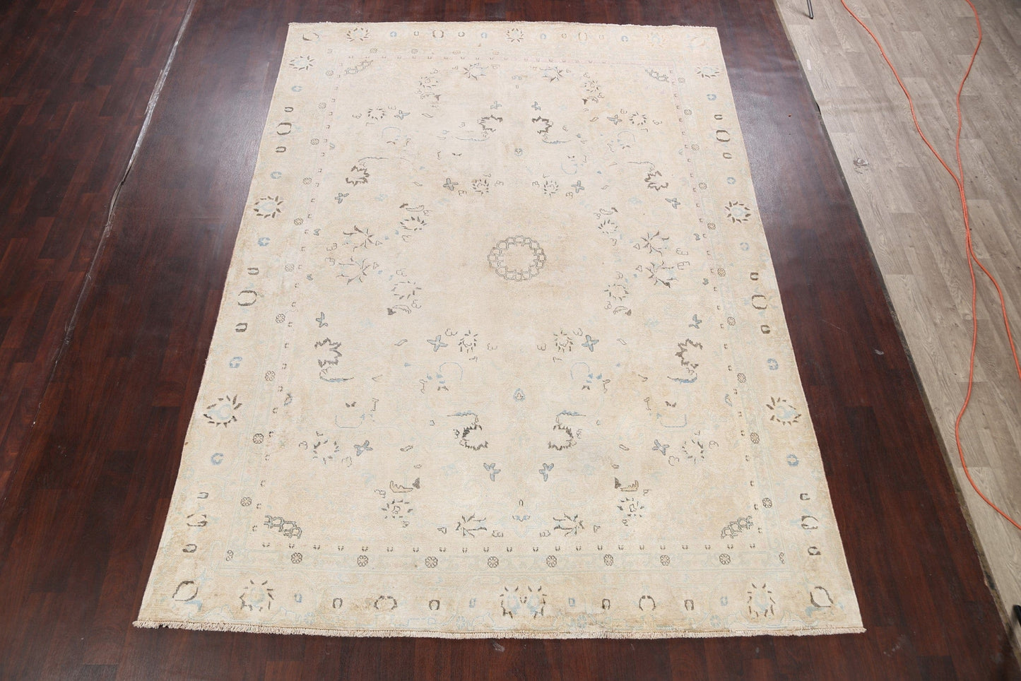 Antique Muted Geometric Kashan Persian Area Rug 8x12