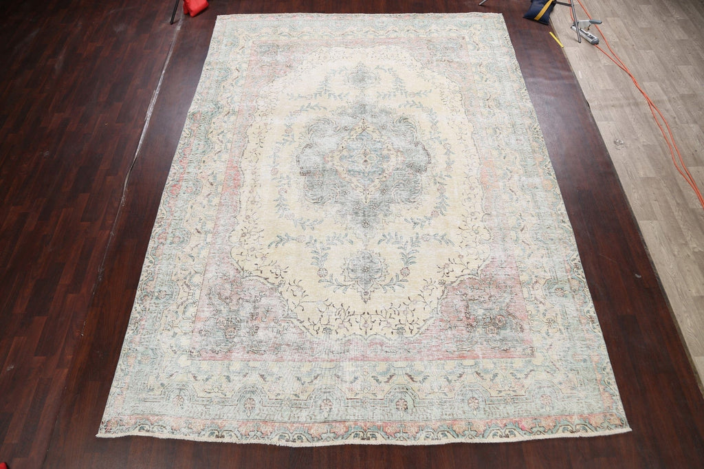 Muted Floral Tabriz Persian Area Rug 10x13