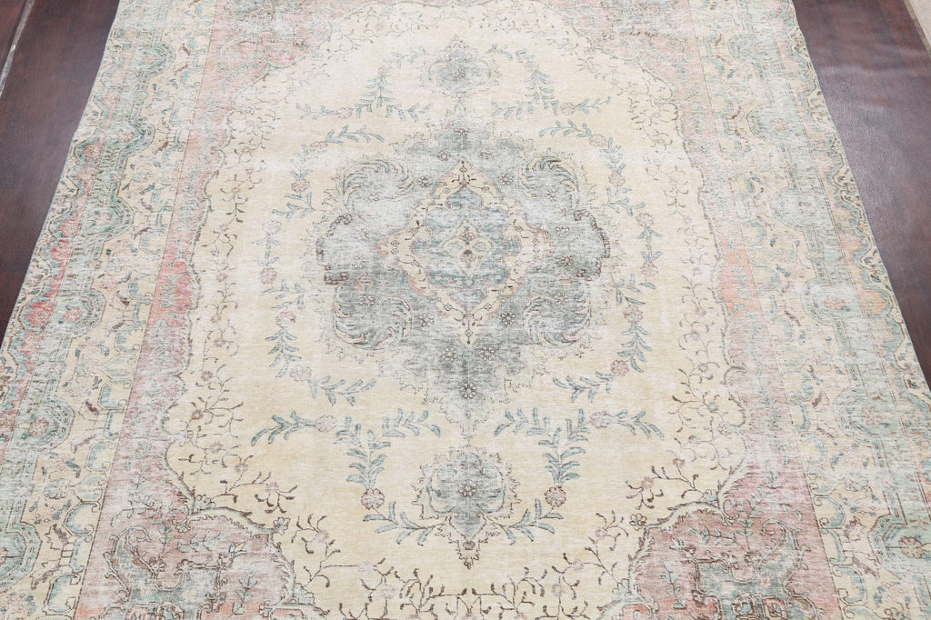 Muted Floral Tabriz Persian Area Rug 10x13