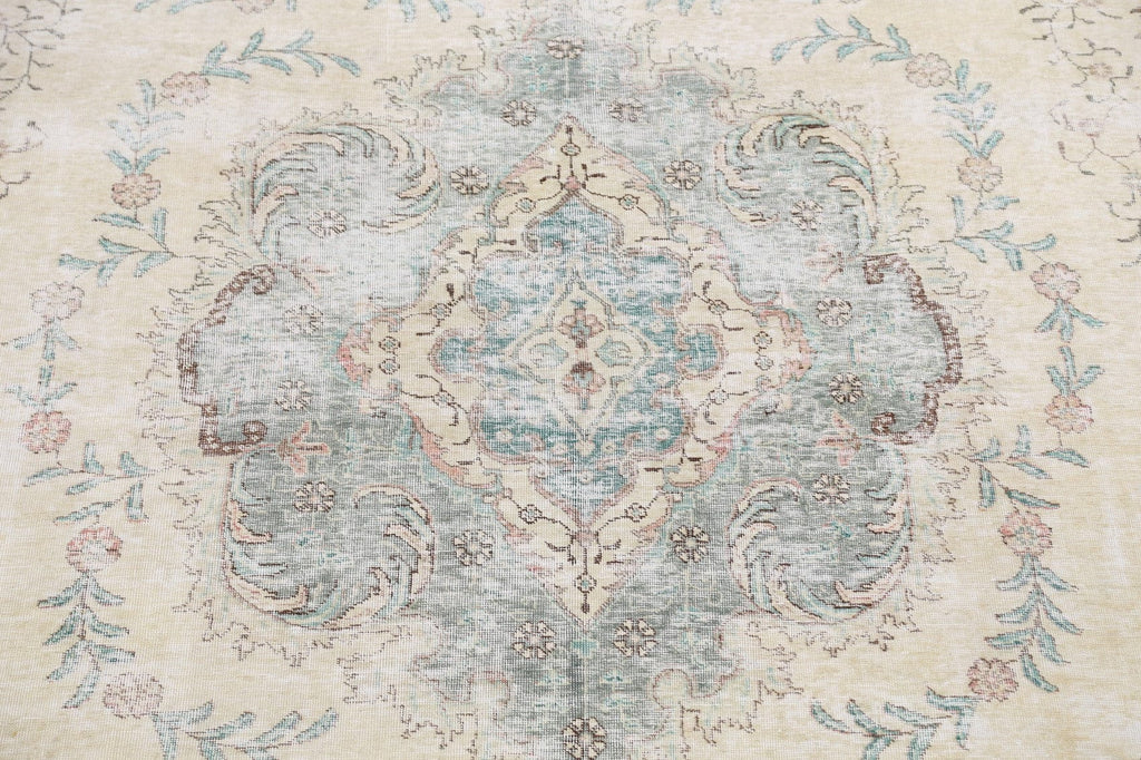 Muted Floral Tabriz Persian Area Rug 10x13