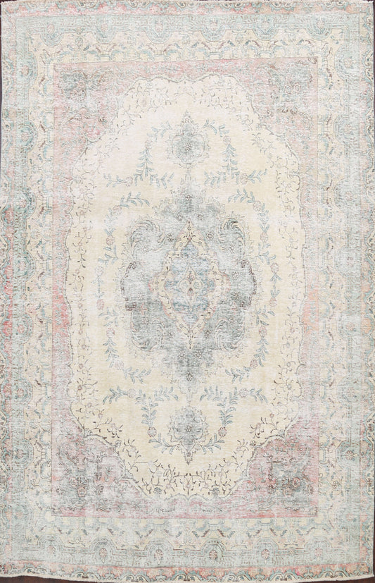 Muted Floral Tabriz Persian Area Rug 10x13