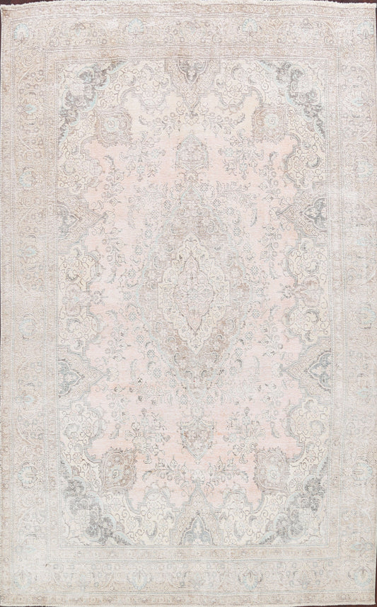 Muted Distressed Tabriz Persian Area Rug 9x13