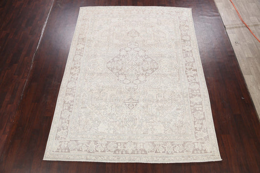 Muted Distressed Tabriz Persian Area Rug 8x11