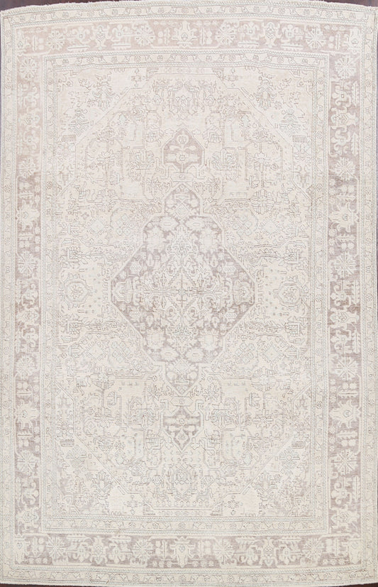 Muted Distressed Tabriz Persian Area Rug 8x11