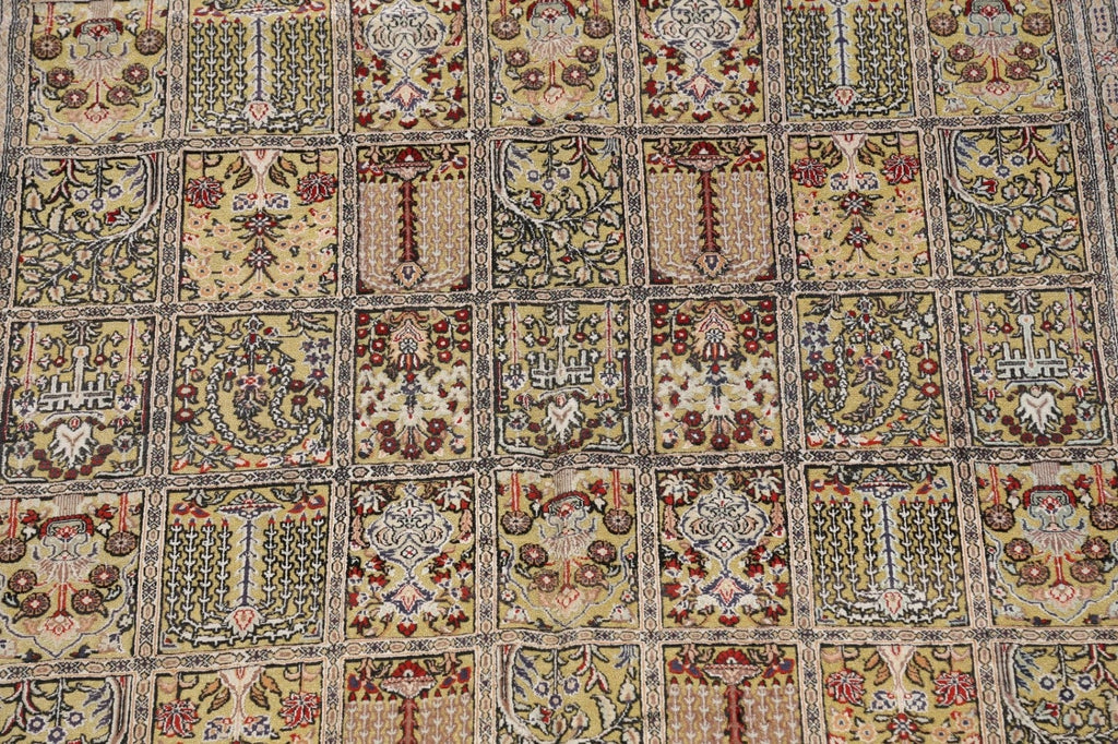 Antique Silk Garden Design Qum Persian Area Rug 6x9