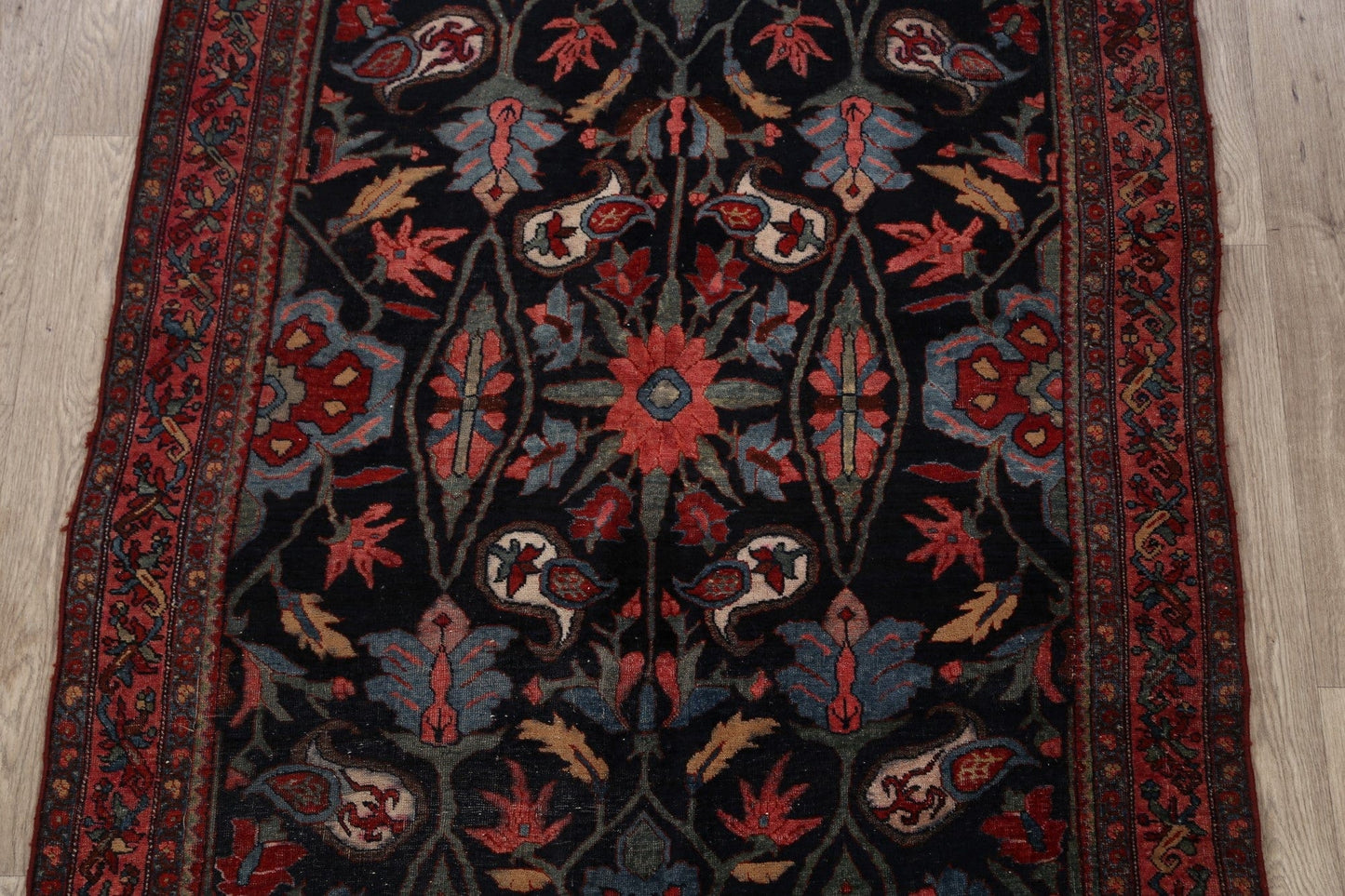 Pre-1900 Antique Bidjar Vegetable Dye Persian Area Rug 5x7