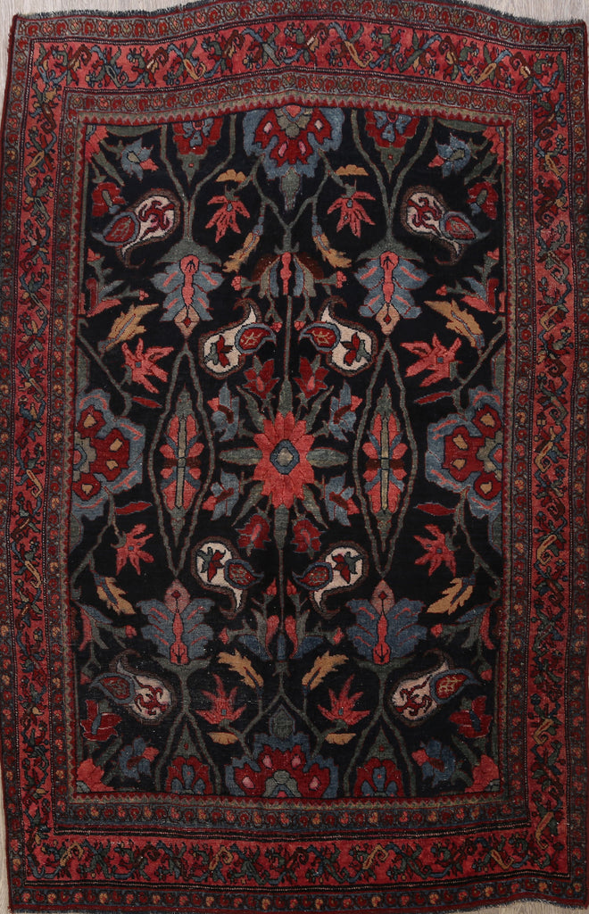 Pre-1900 Antique Bidjar Vegetable Dye Persian Area Rug 5x7