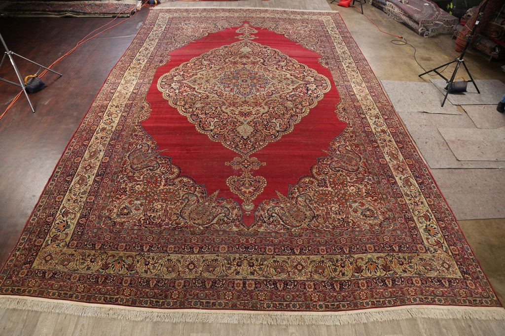 Pre-1900 Antique Kerman Persian Area Rug 14x22 Large