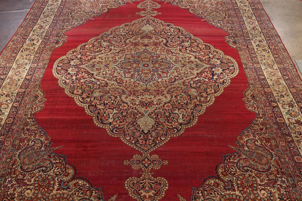 Pre-1900 Antique Kerman Persian Area Rug 14x22 Large