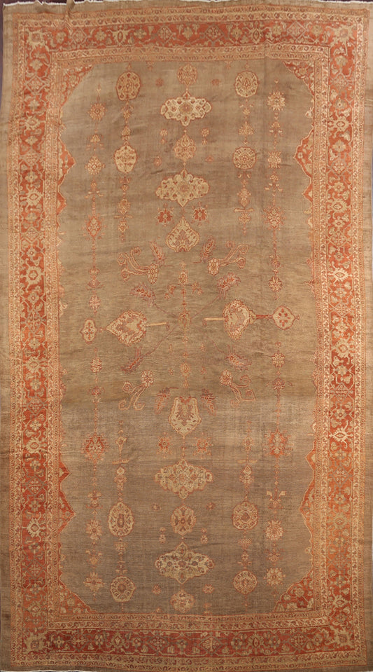 Pre-1900 Antique Sultanabad Persian Rug 13x20