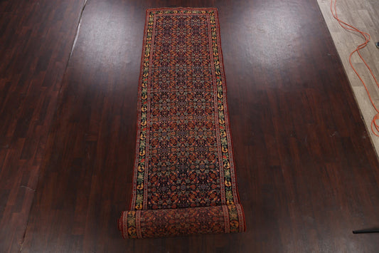 Pre-1900 Antique Bidjar Halvaei Persian Runner Rug 4x30