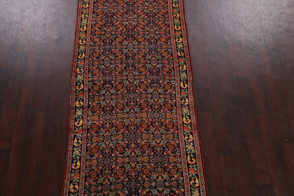 Pre-1900 Antique Bidjar Halvaei Persian Runner Rug 4x30