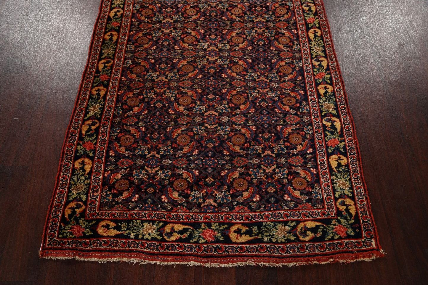 Pre-1900 Antique Bidjar Halvaei Persian Runner Rug 4x30