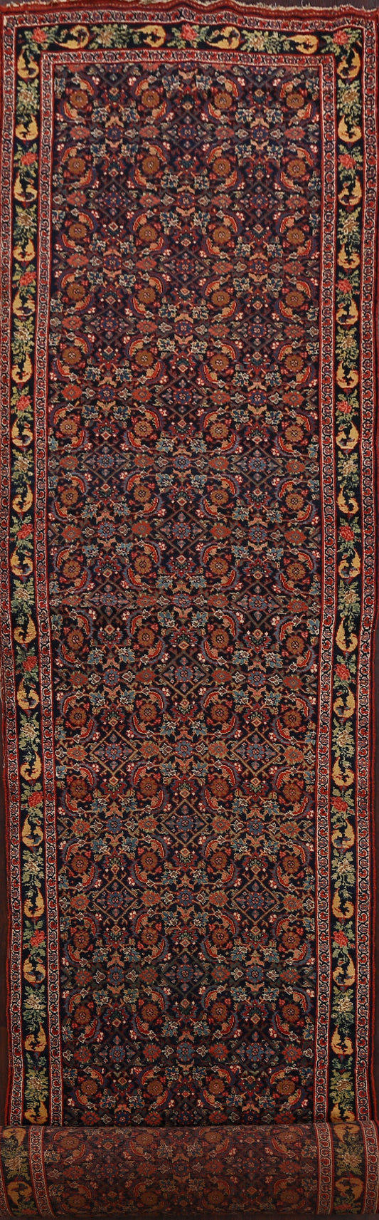 Pre-1900 Antique Bidjar Halvaei Persian Runner Rug 4x30