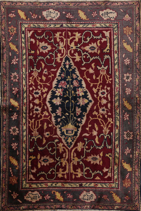 Antique Vegetable Dye Agra Oriental Area Rug 4x5